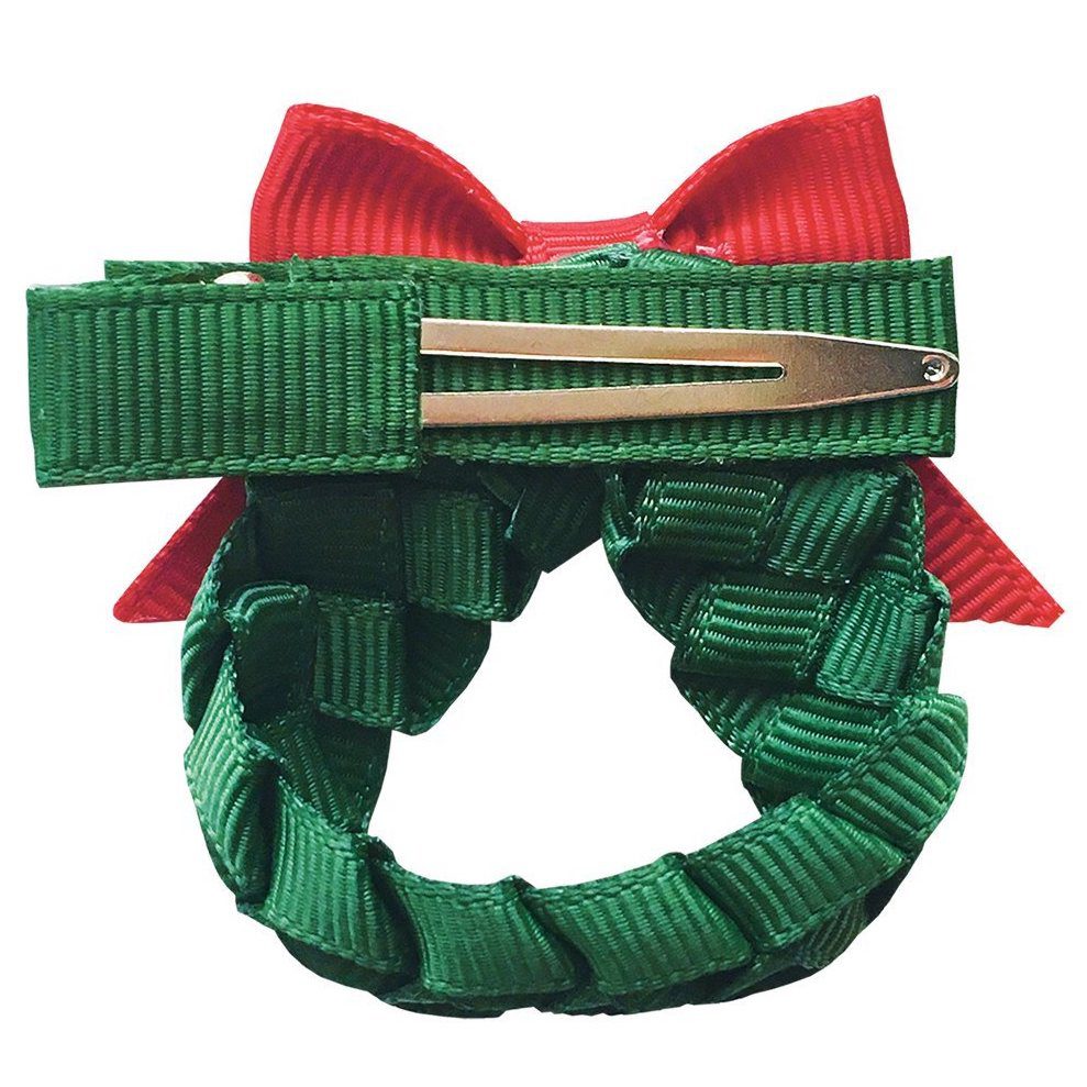 Wreath Alligator Clip | Scarlet Red & Forest Green