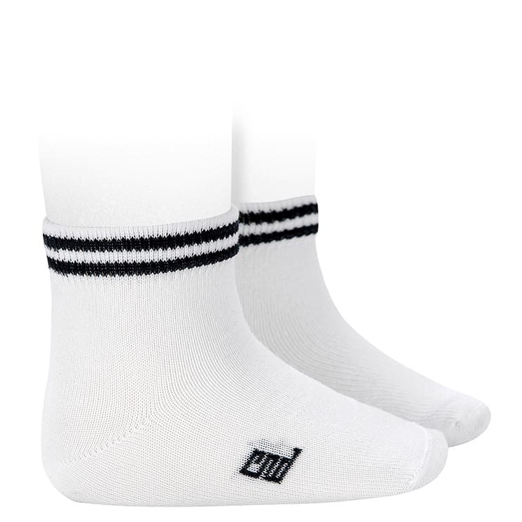 2603/4 Ankle Sport Socks W/ Stripes | White/Navy 048