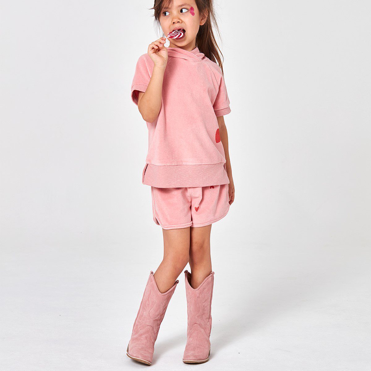 Terry Hooded Shirt & Shorts | Pink