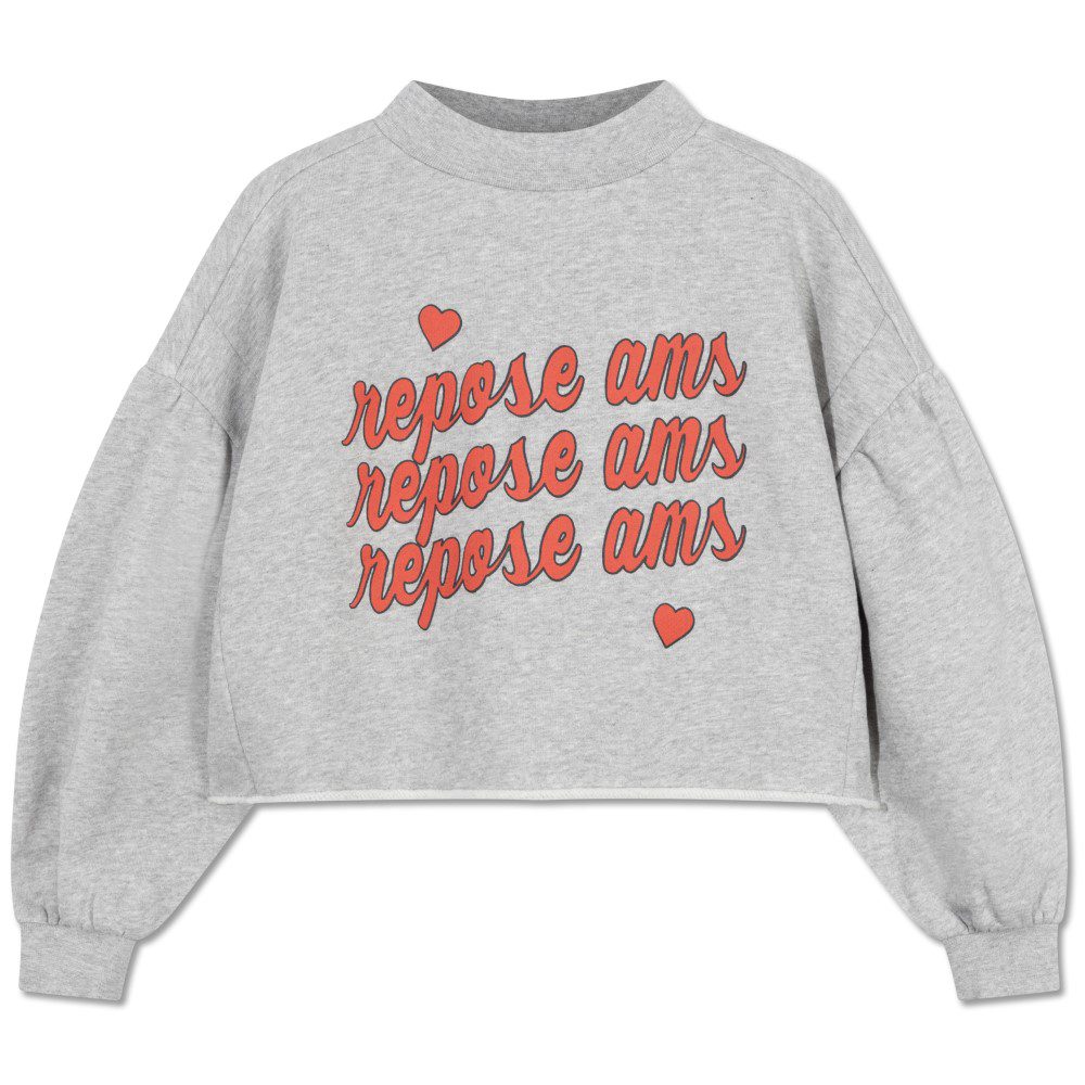 Crop Heart Sweater | Light Mixed Grey