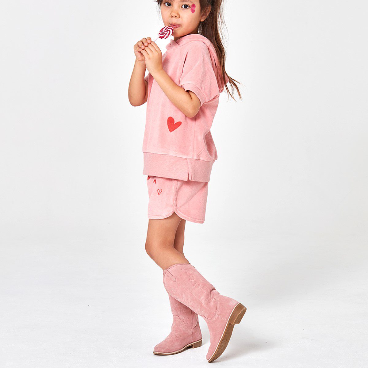 Terry Hooded Shirt & Shorts | Pink