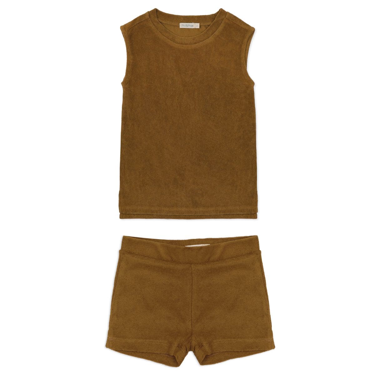 Sleeveless Frotté Top & Frotté Shorts | Dried Herb