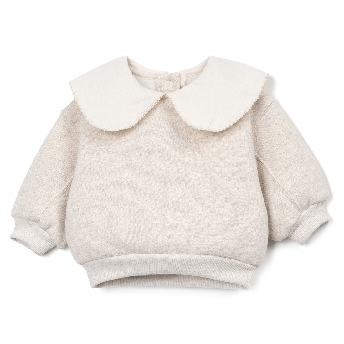 Baby Sweatshirt W/ Collar & Fleece Trousers Ecru