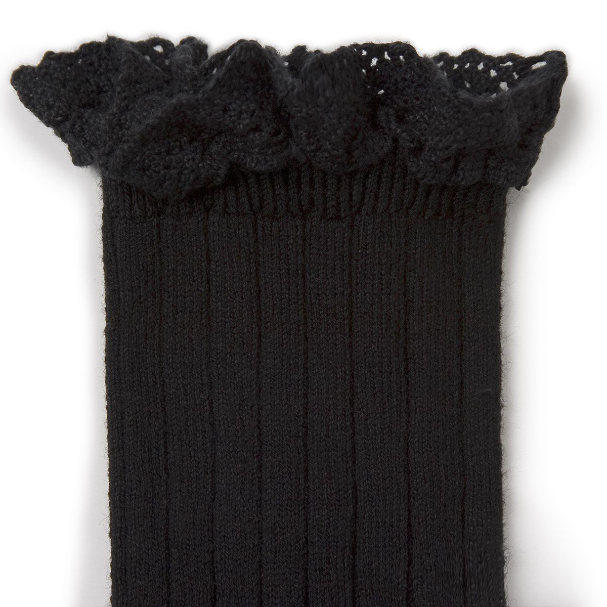 Lili Lace Trim Ribbed Ankle Socks |  Noir De Charbon