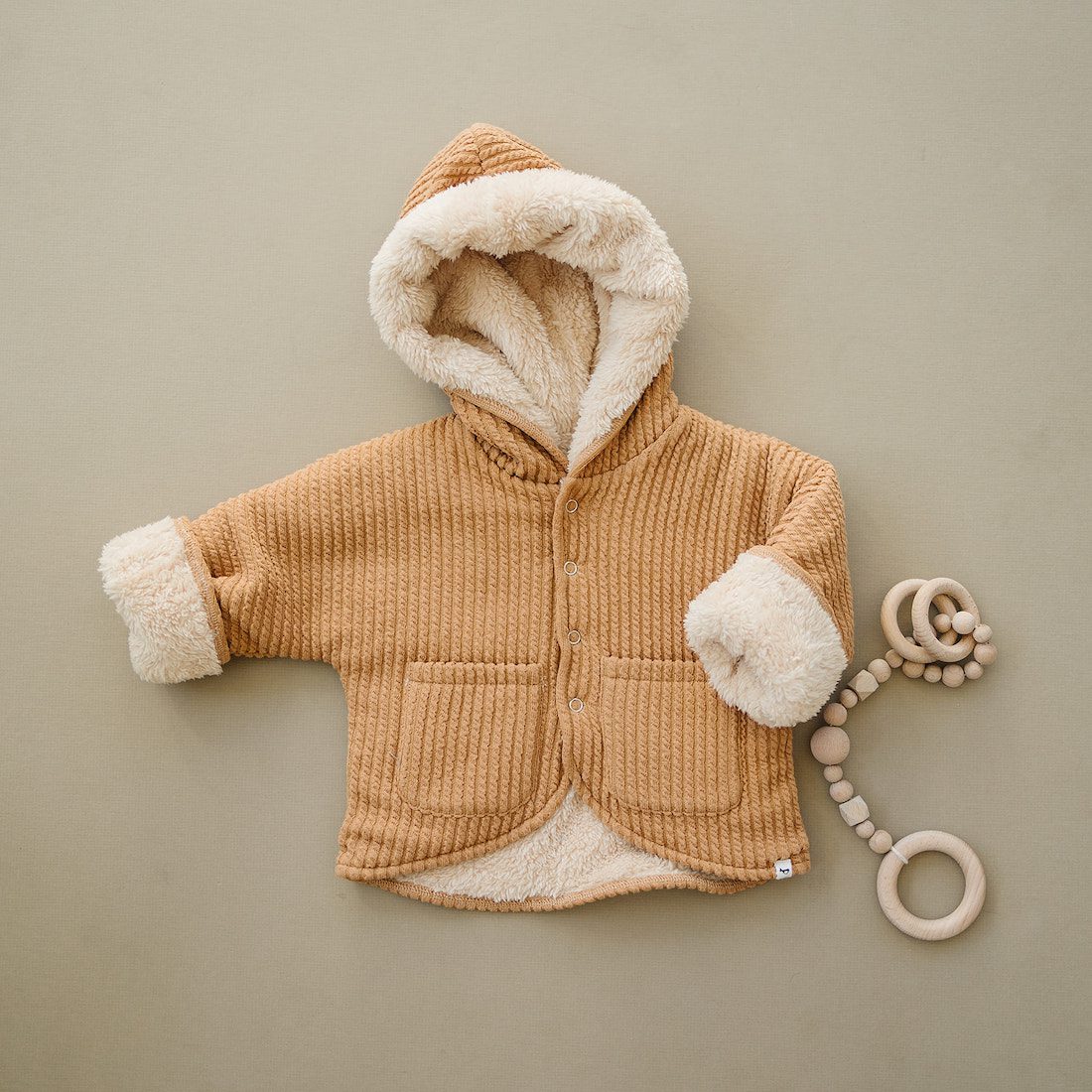 Hooded Cable Knit Jacket W/Snowdrift Lining | Latte