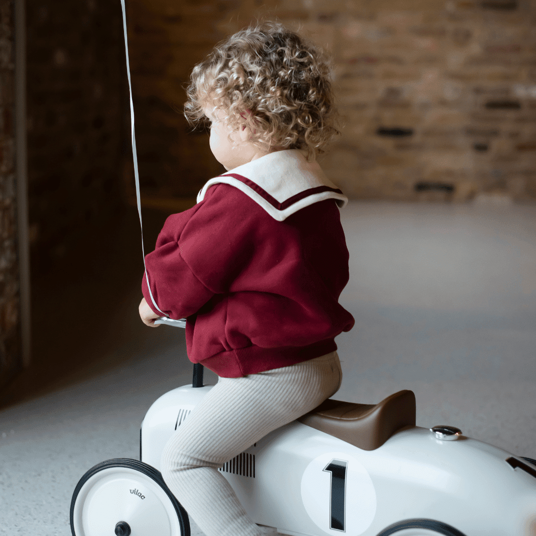 Marron Fleece Cotton Sweatshirt & Marron Trim Sailor Top