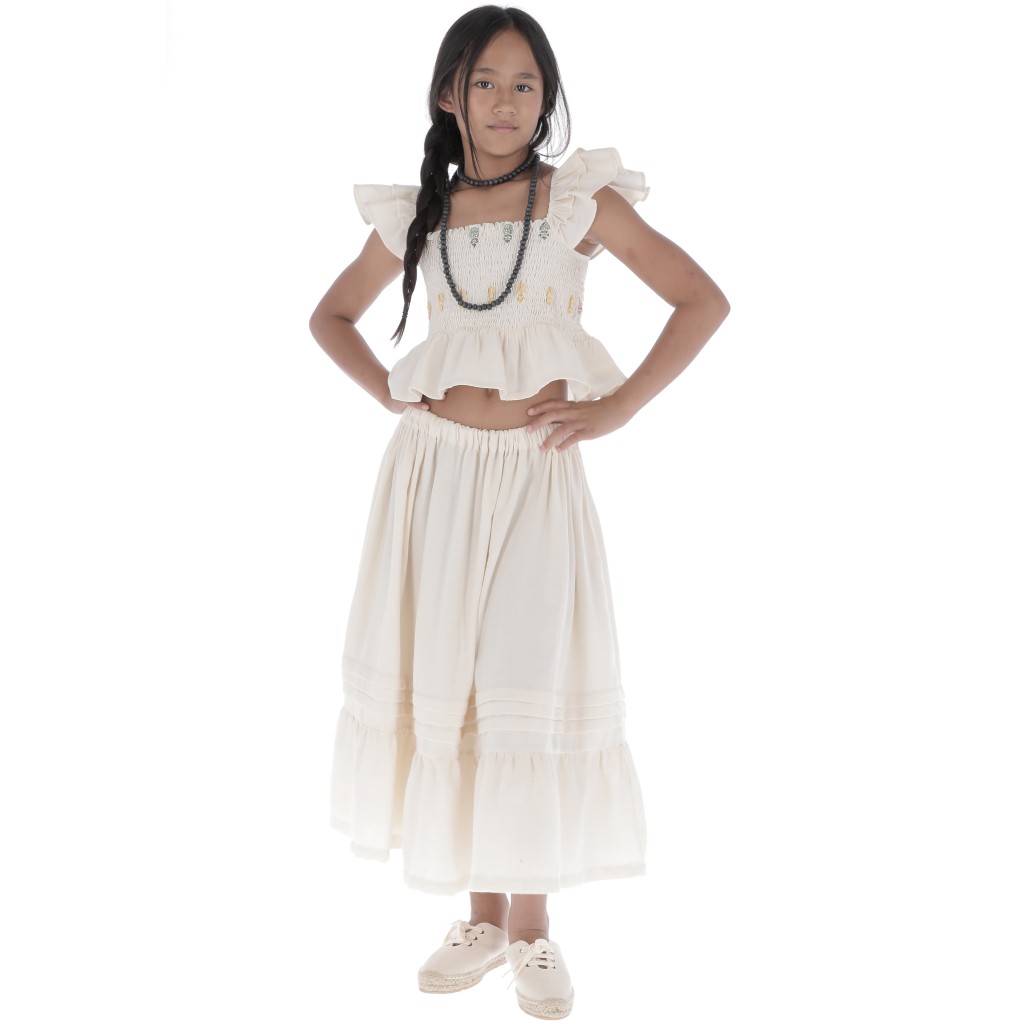 Ruffles Top Embroidered Flower