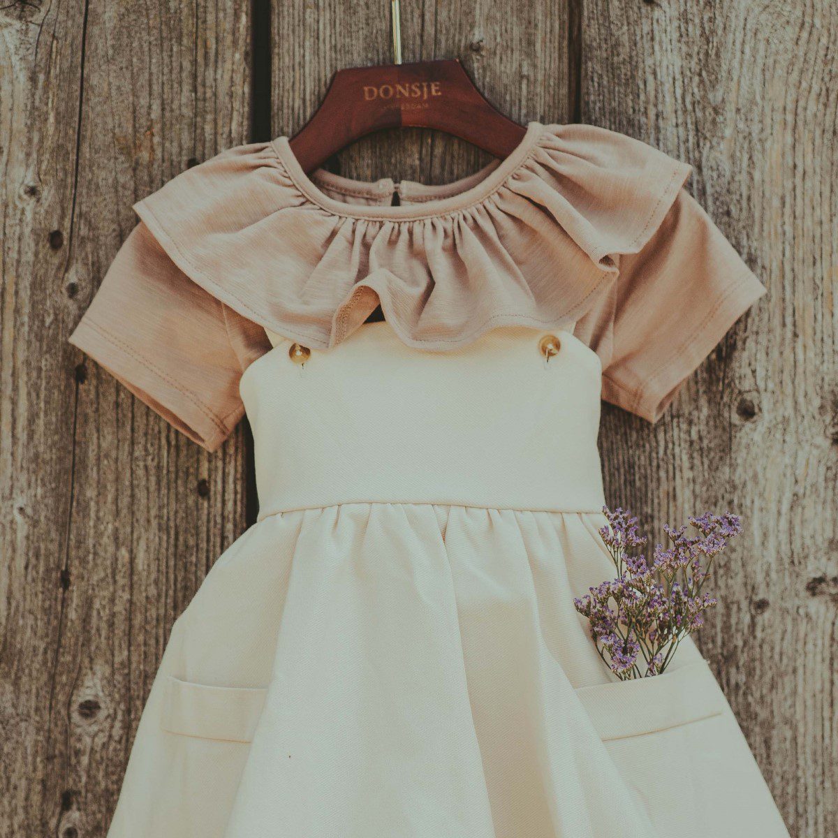 Light Brown Addie Top & Soft Powder Valeia Dress
