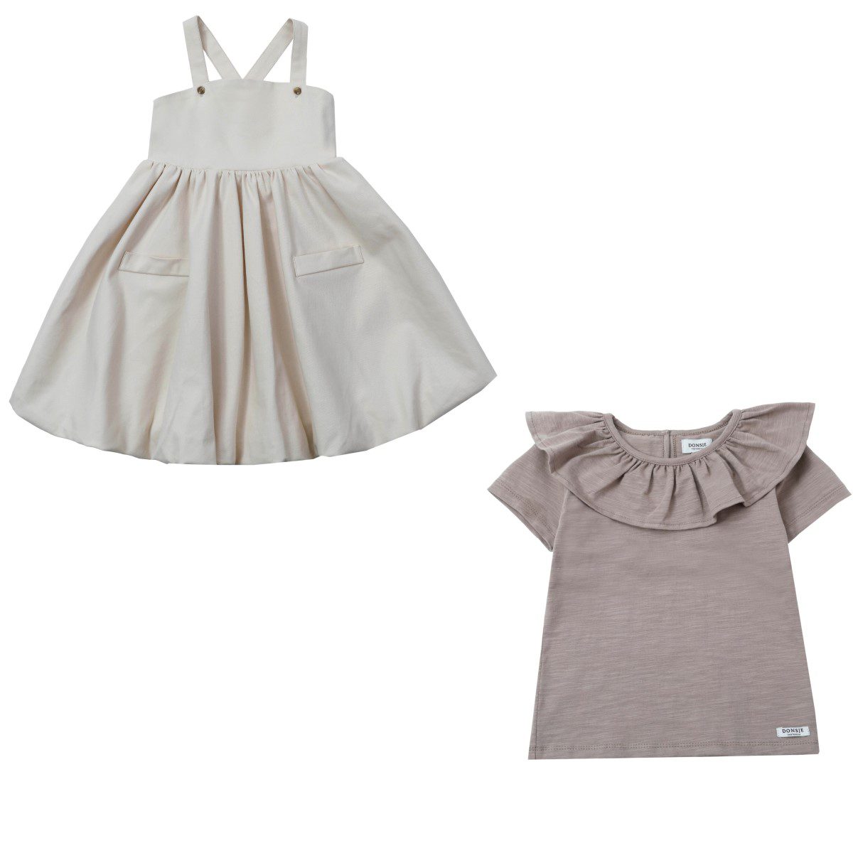 Light Brown Addie Top & Soft Powder Valeia Dress