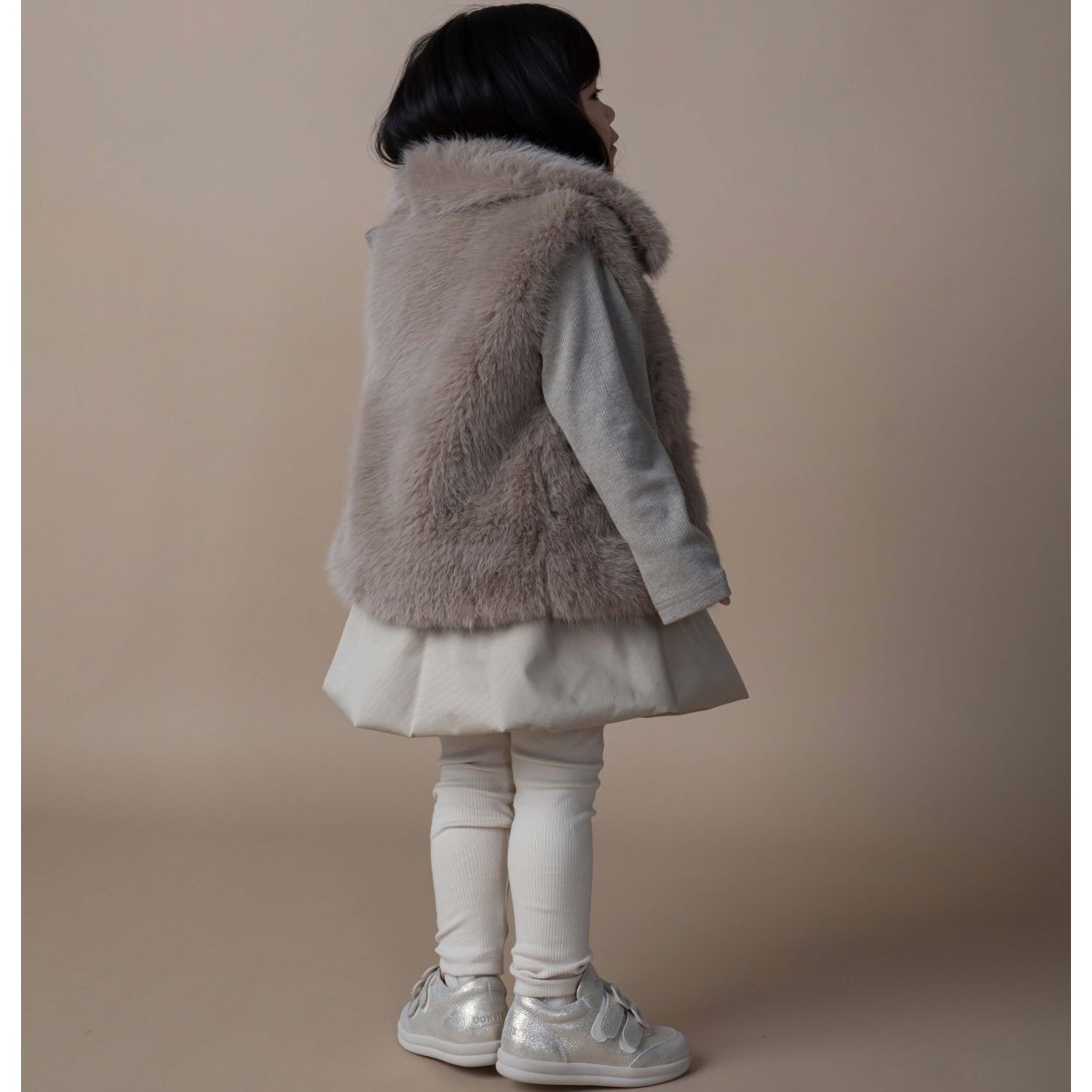 Roswita Gilet Taupe Teddy