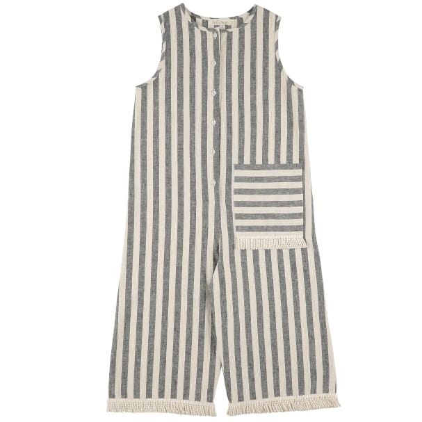 Jumpsuit LONG FLEECES | Grey Wide Stripe