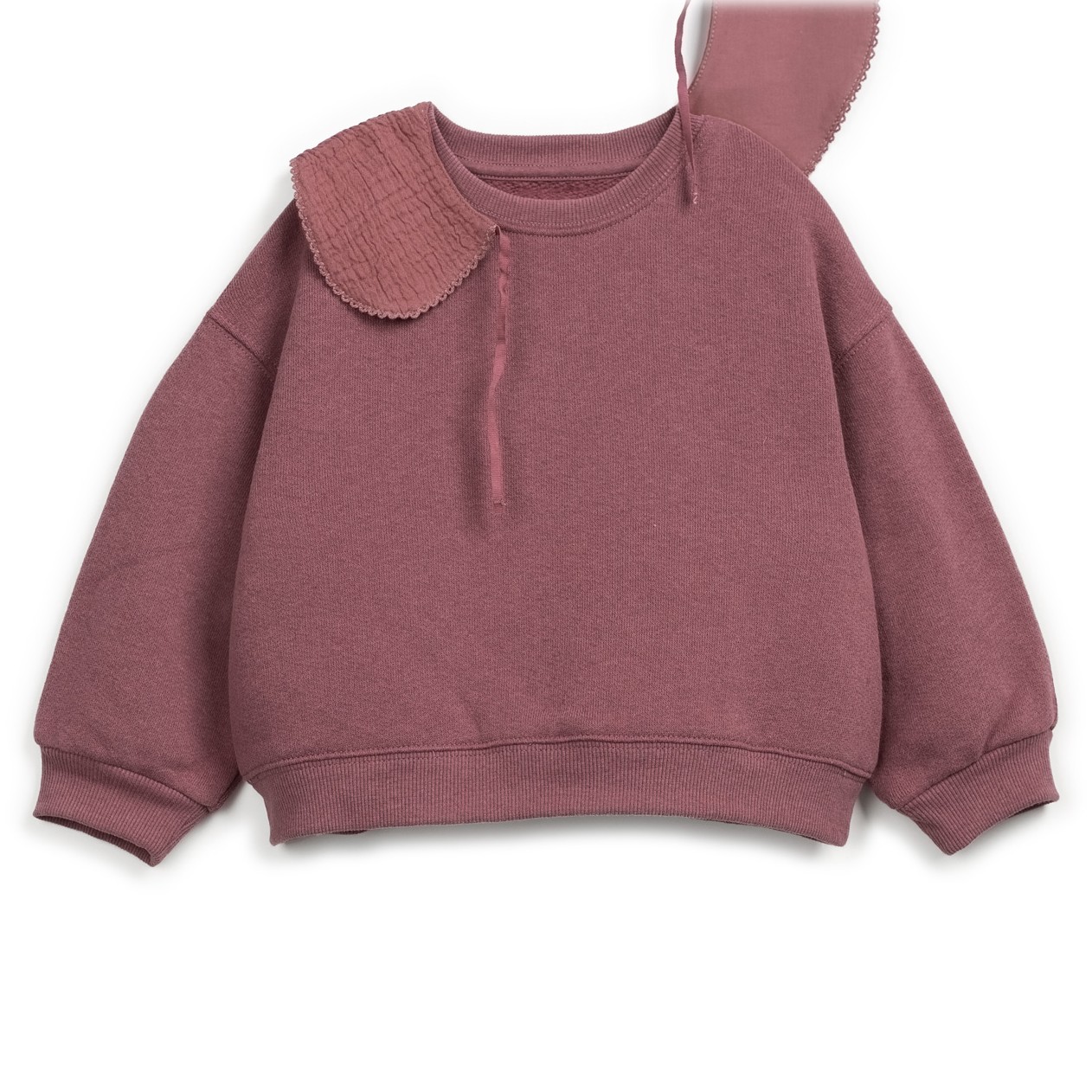Sweatshirt W/ Collar & Fleece Trousers Dark Pink