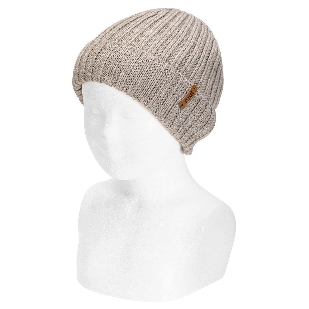 Merino Wool Blend Fold Over Beanie | Nougat 901