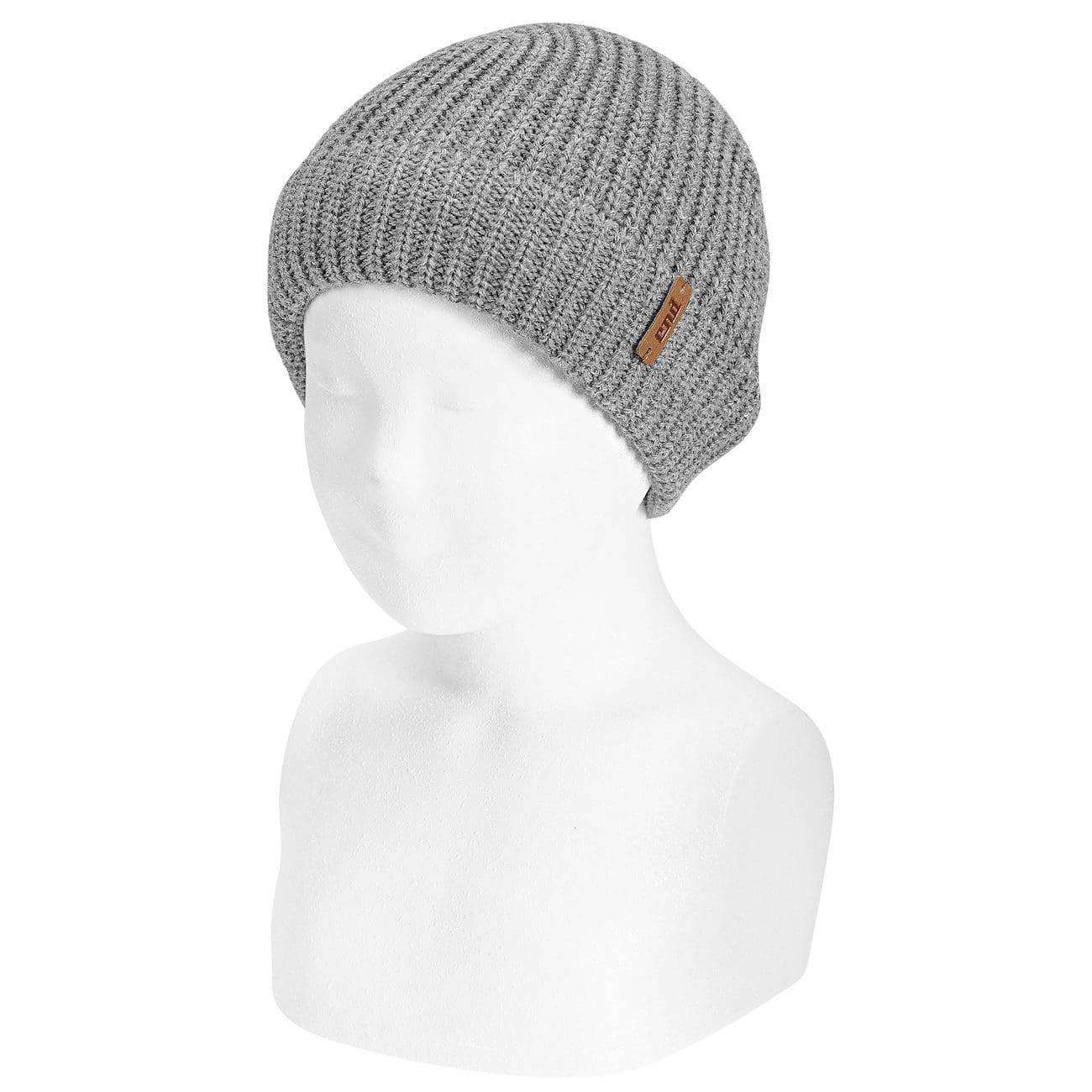 English Stitch Fold-Over Knit Beanie | Light Grey 230