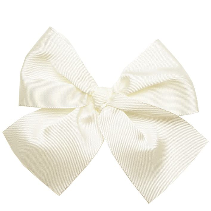 Large Hair Clip W/ Grossgrain Bow | Beige 303