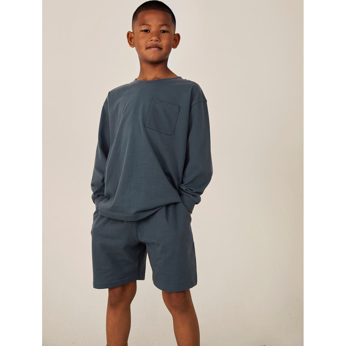 Oversized L/S Tee | Blue Grey