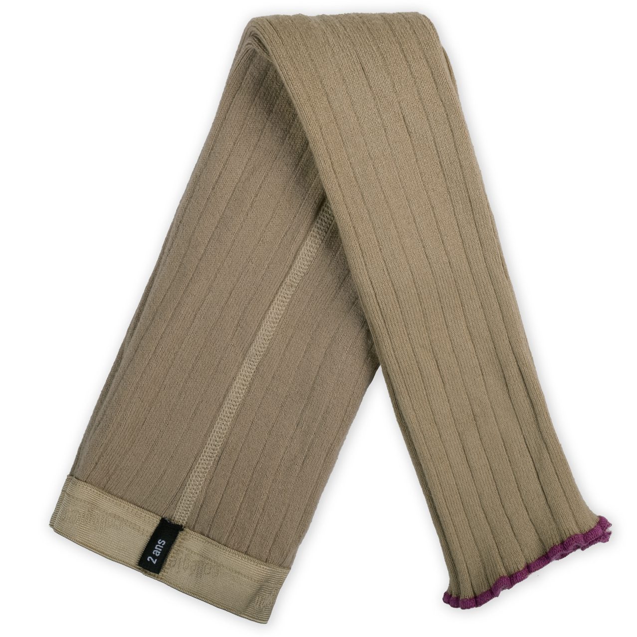 Séverine Lettuce-trim Ribbed Footless Tights | Petite Taupe