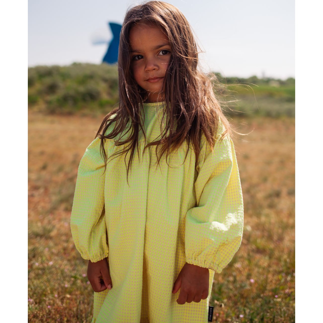 Bold Checked Dress Cozy Yellow