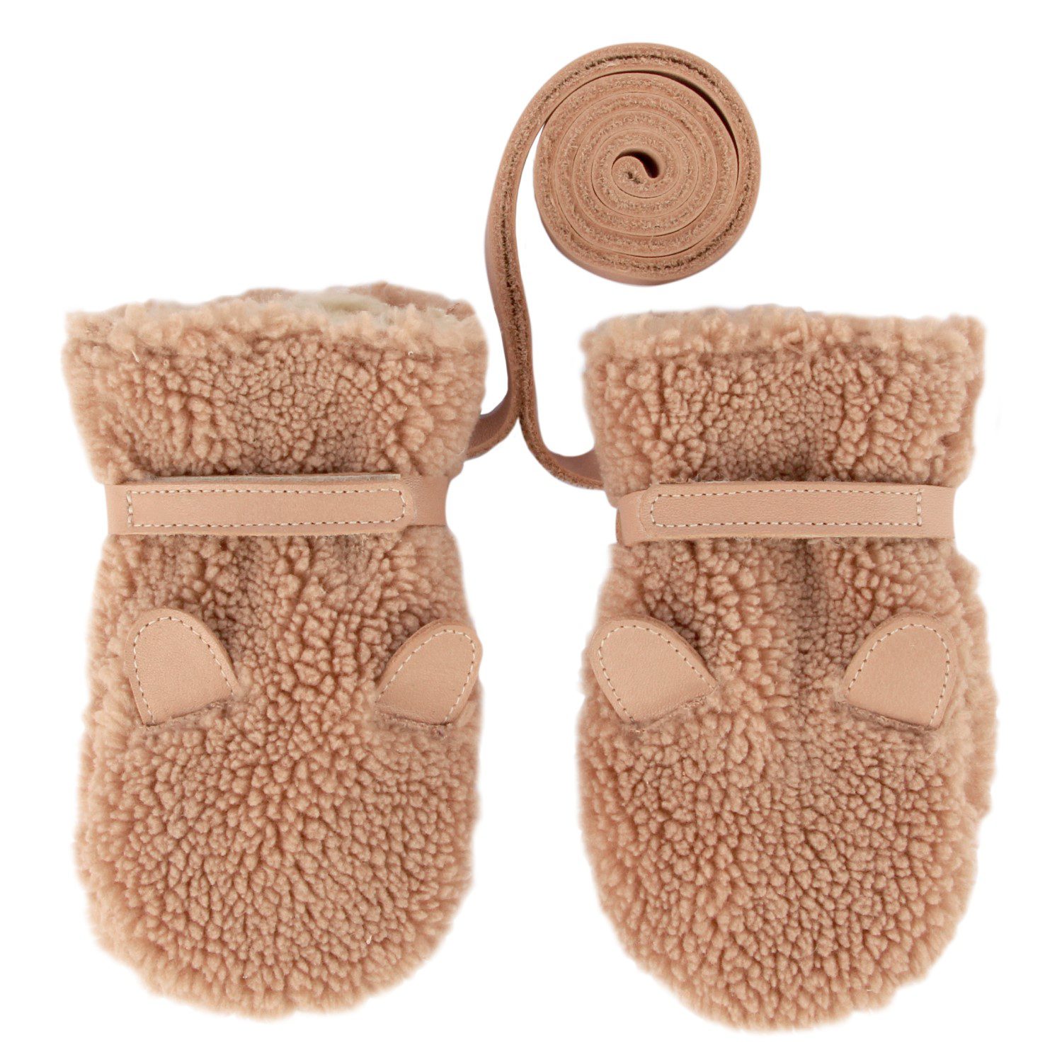 Richy Mittens | Teddy Bear | Light Maple Curly Faux Fur