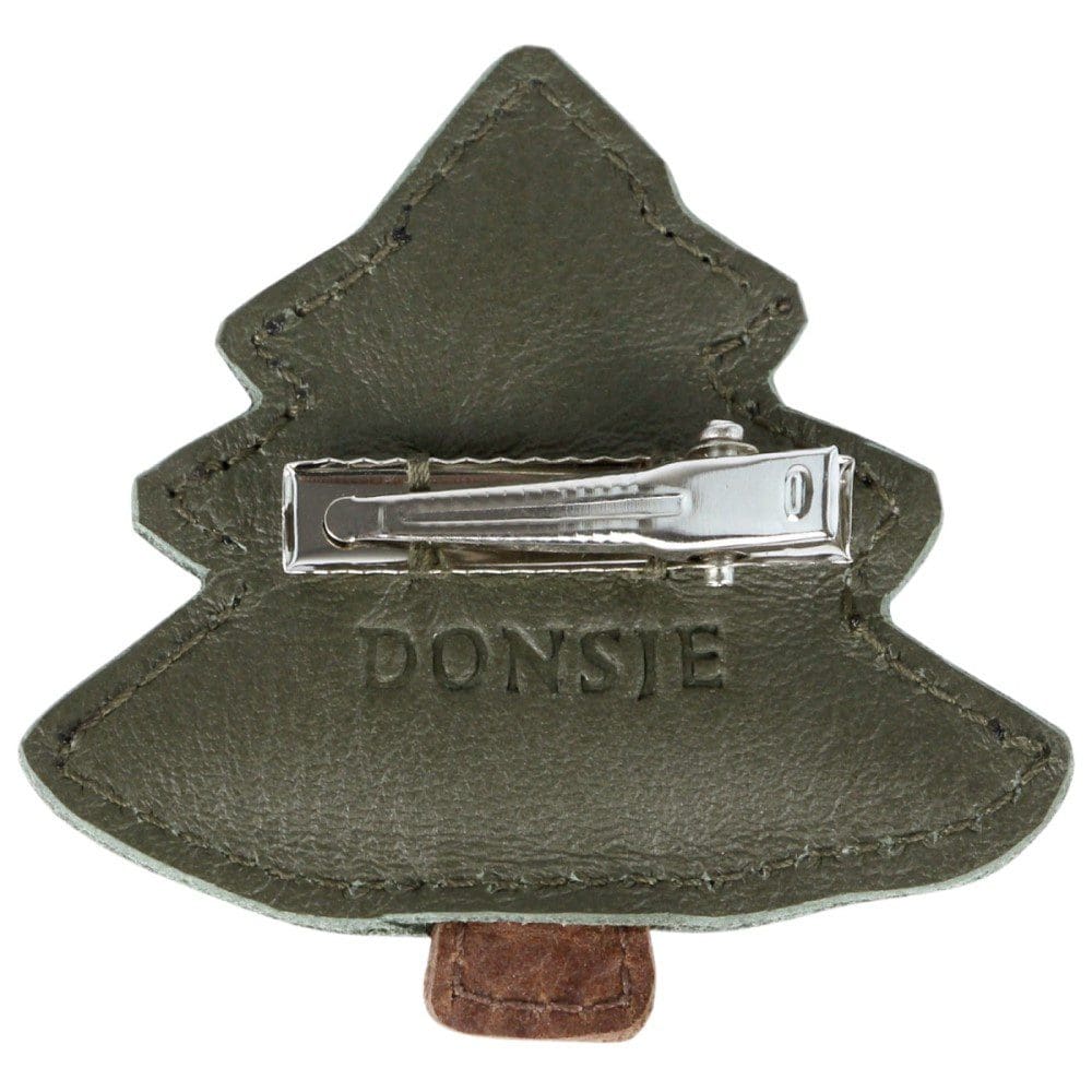 Wonda Hairclip | Christmas Tree | Olive Leather