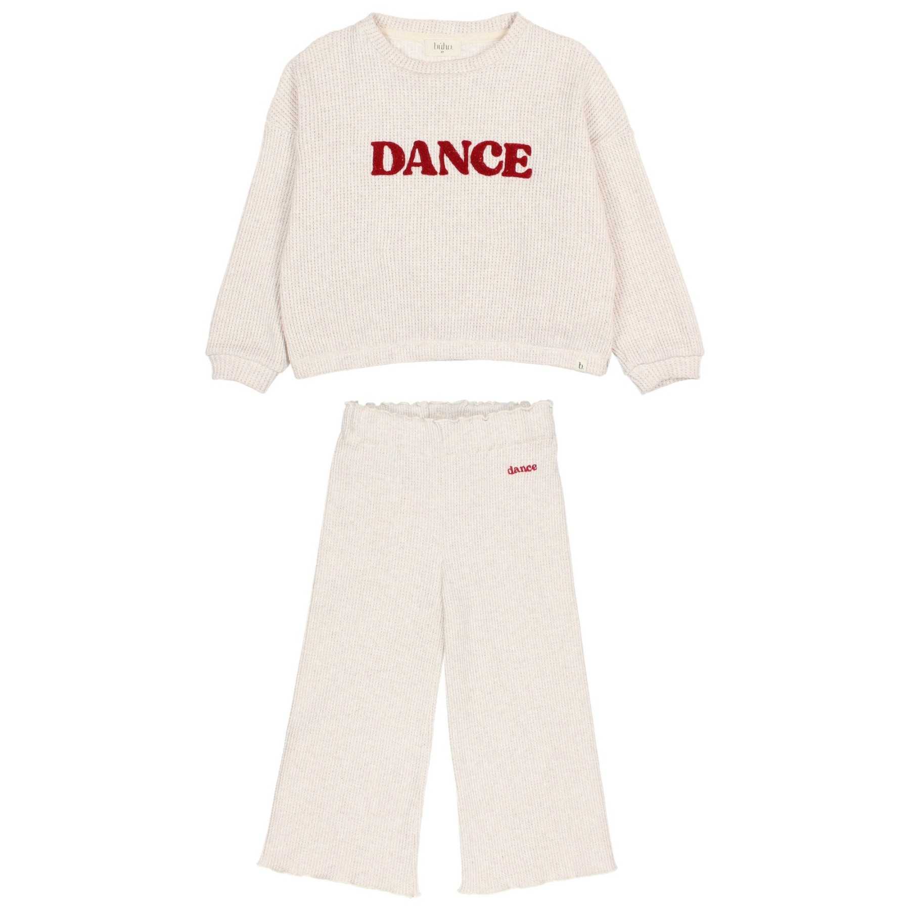 Dance Sweatshirt & Waffle Wide Pants Ivory