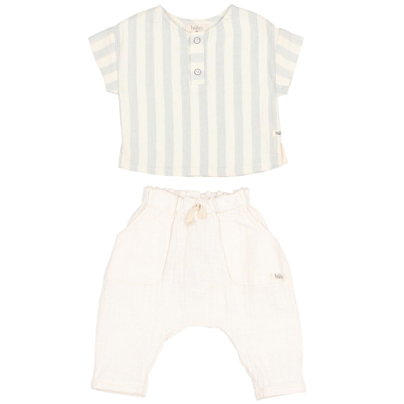 BB Stripes Shirt & Muslin Pants | Blue Stone/Talc