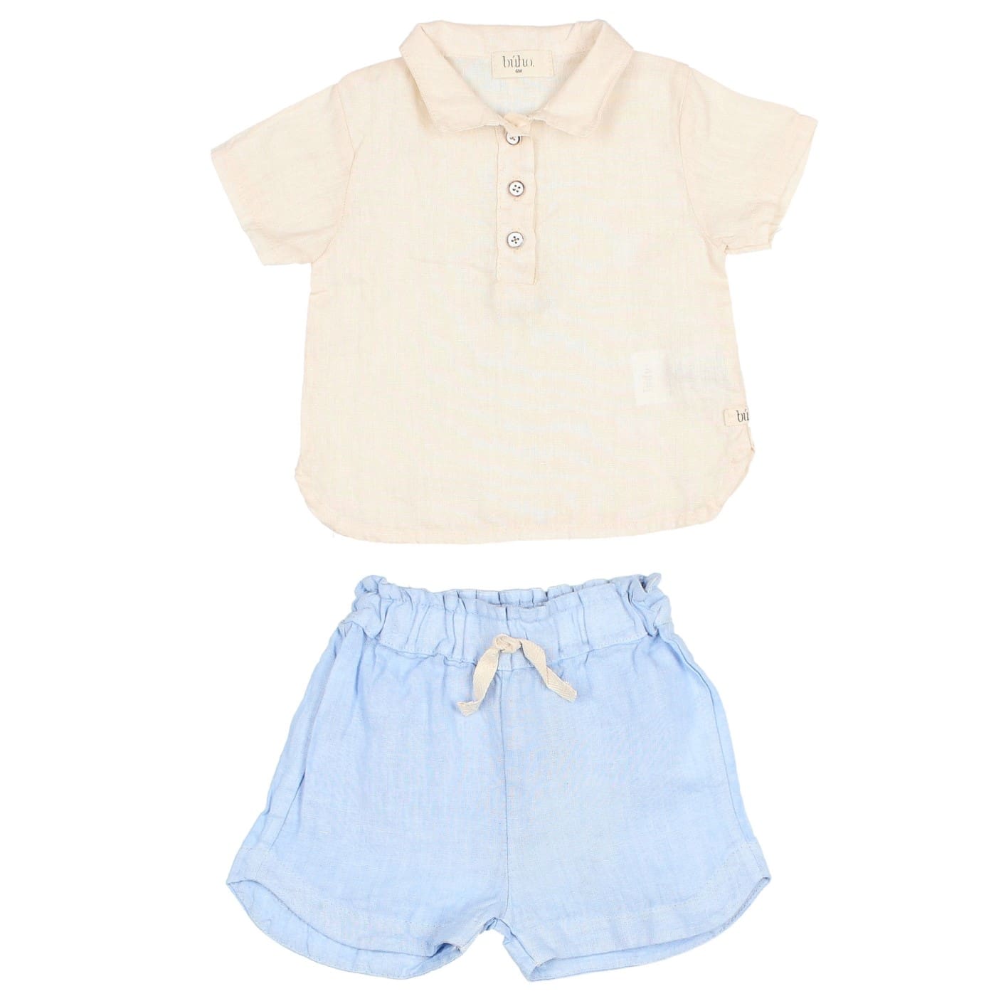 BB Linen Shirt & Shorts | Sand/Placid Blue