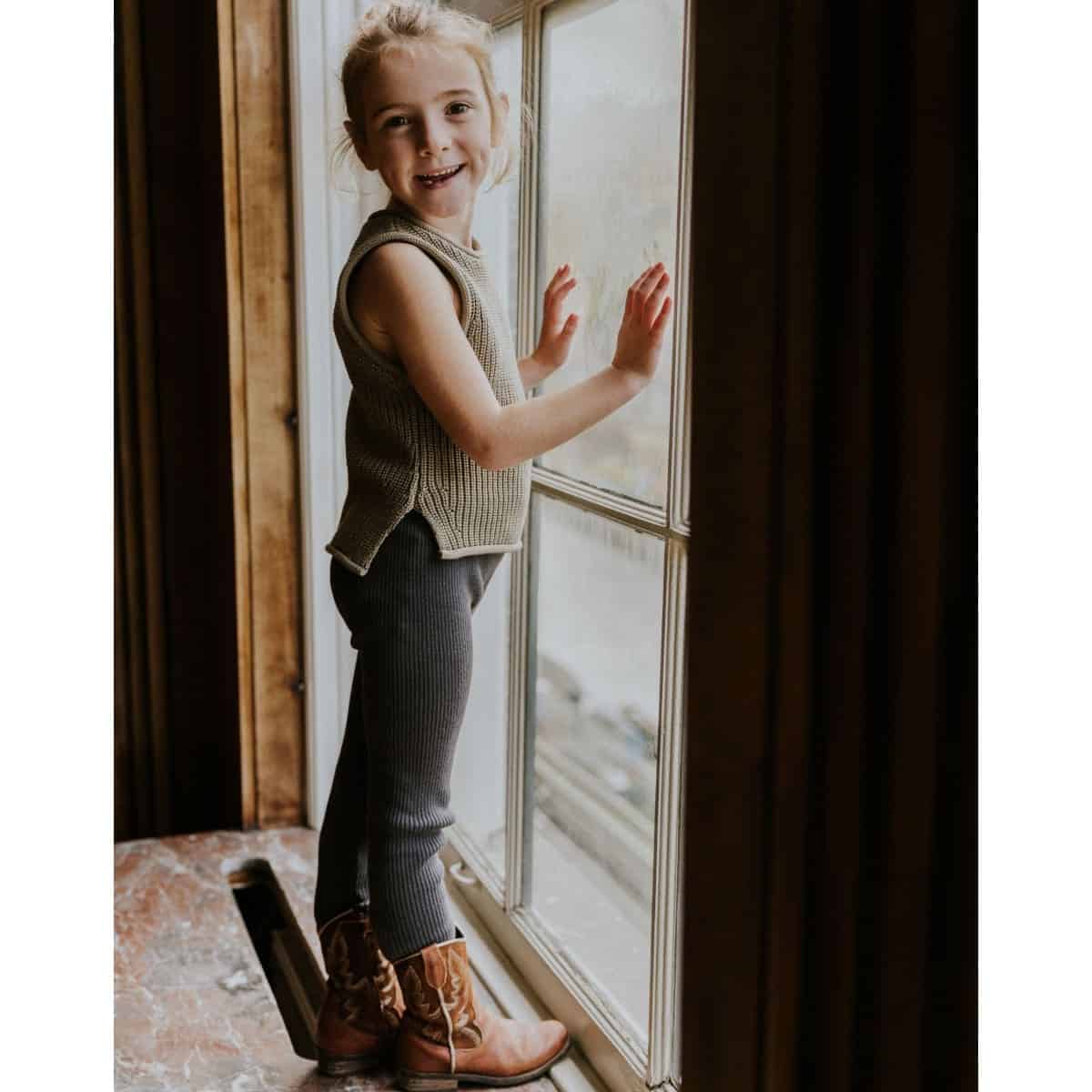 Knitted Leggings Big Rib | CHARCOAL