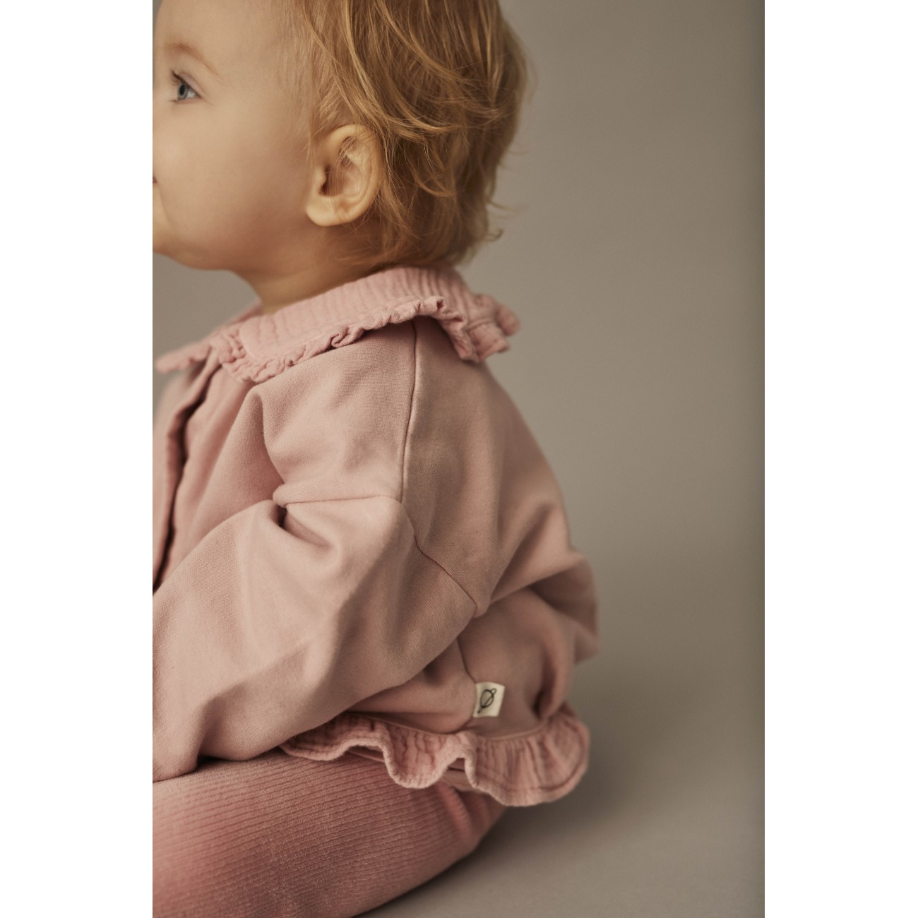 Puffed Cardigan & Corduroy Velour Leggings Pink