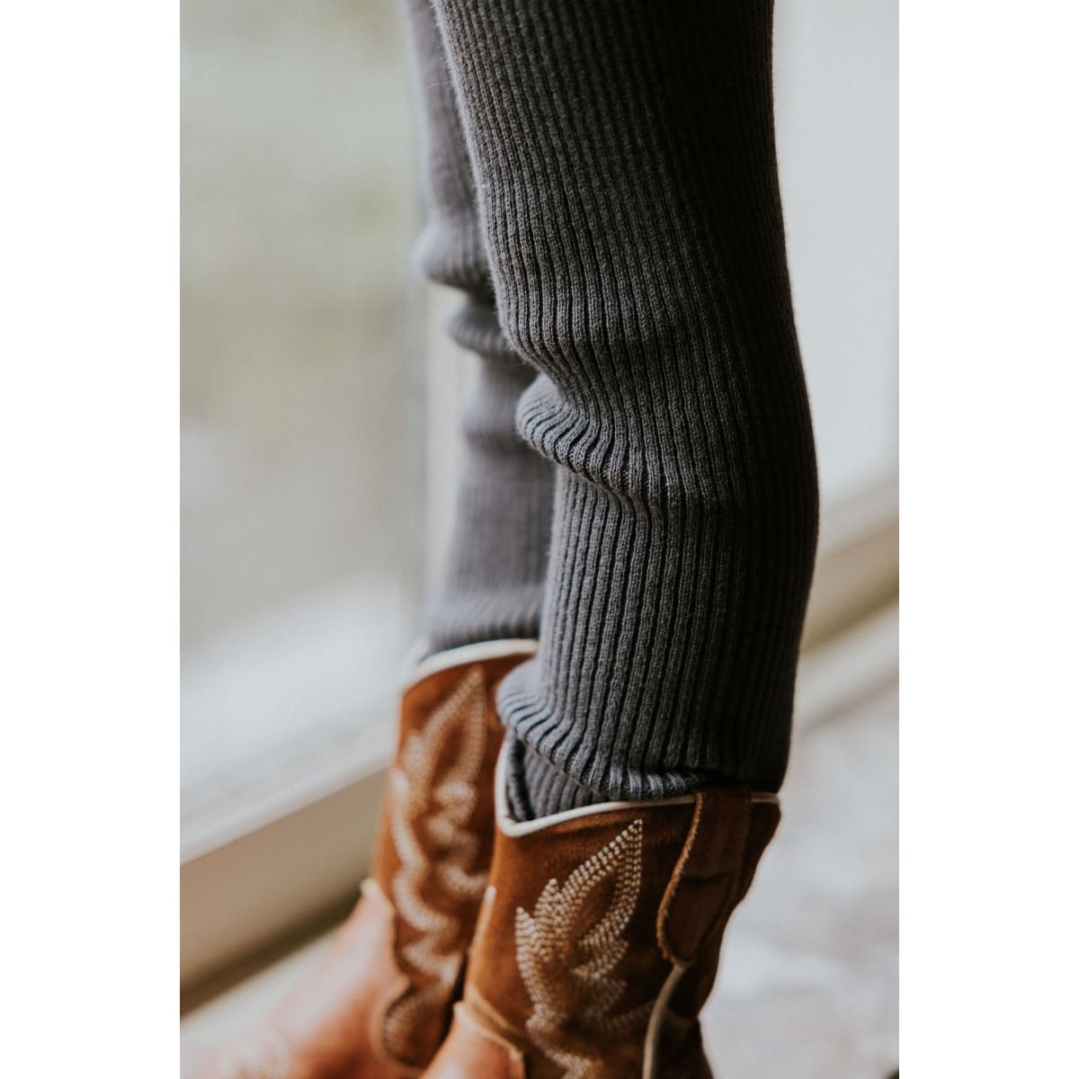 Knitted Leggings Big Rib | CHARCOAL