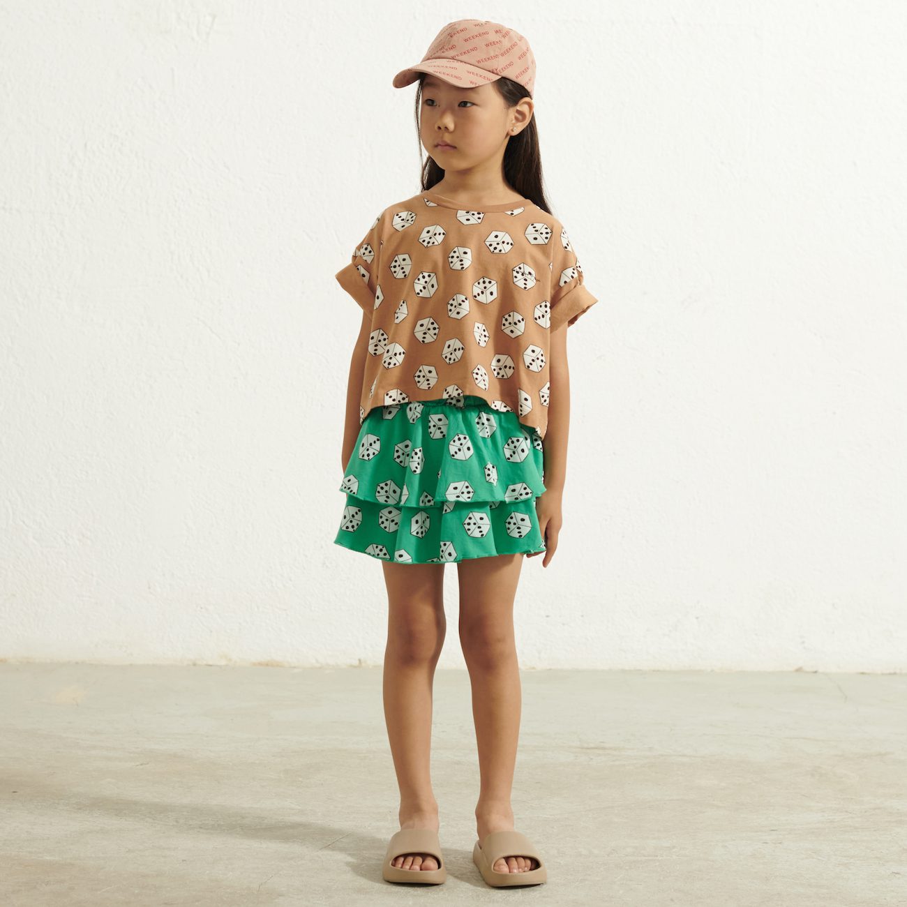 Cubes Crop T-Shirt | Camel