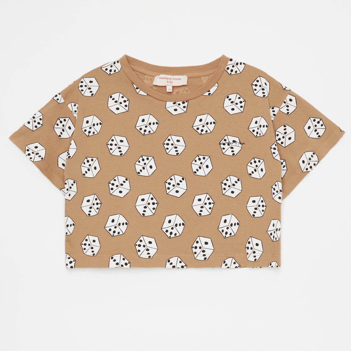 Cubes Crop T-Shirt | Camel