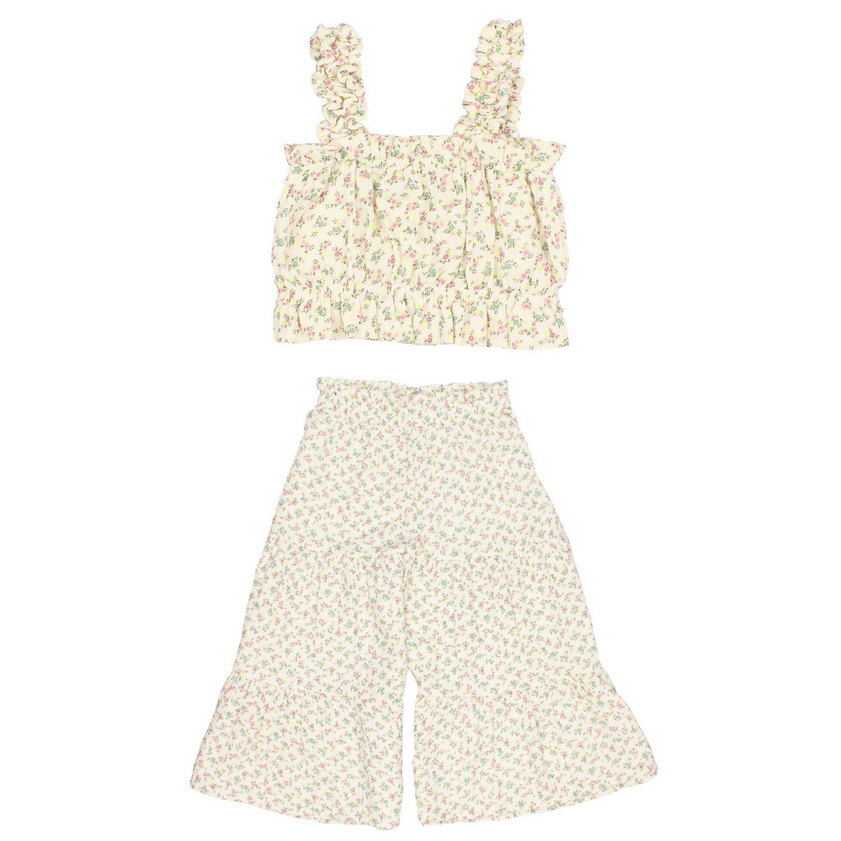 Provence Crop Top & Folk Skirt-Pants | Ecru