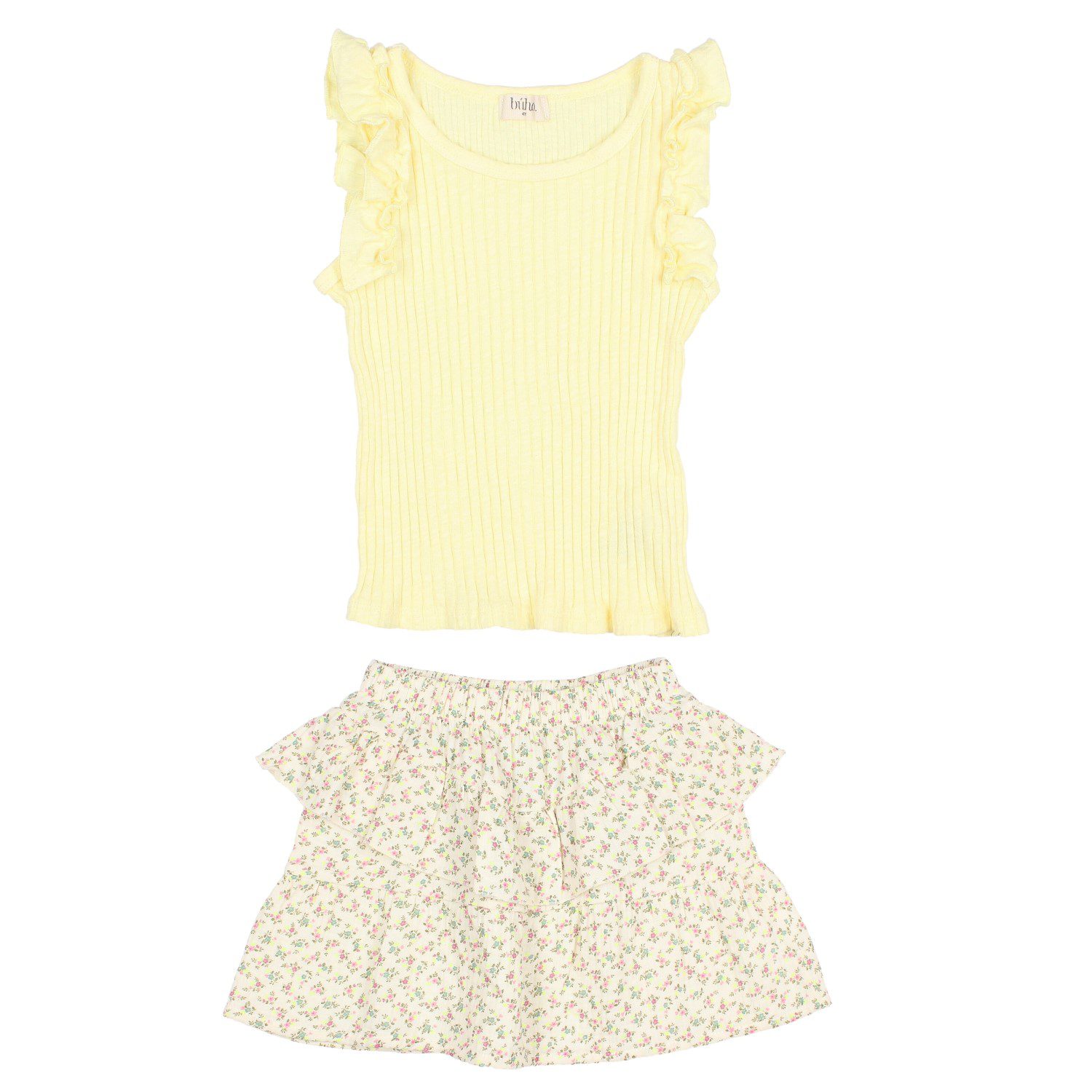 Rib Ruffle T-Shirt & Provence Skirt | Mimosa/Ecru