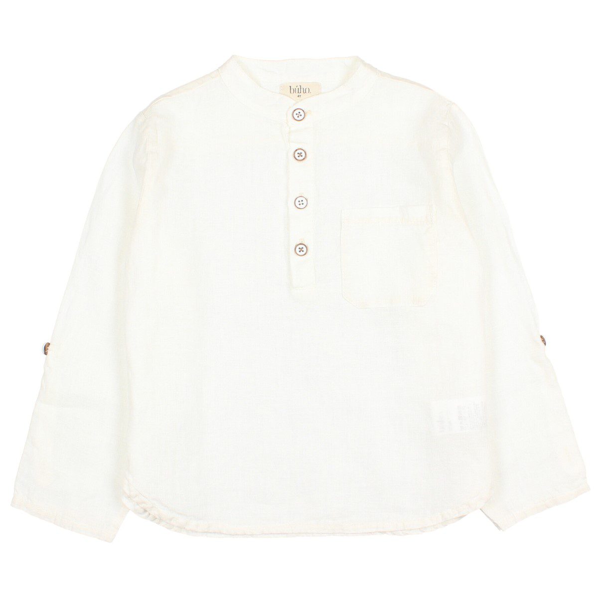 Linen Kurta Shirt & Stripes Bermuda | Ecru/Caramel