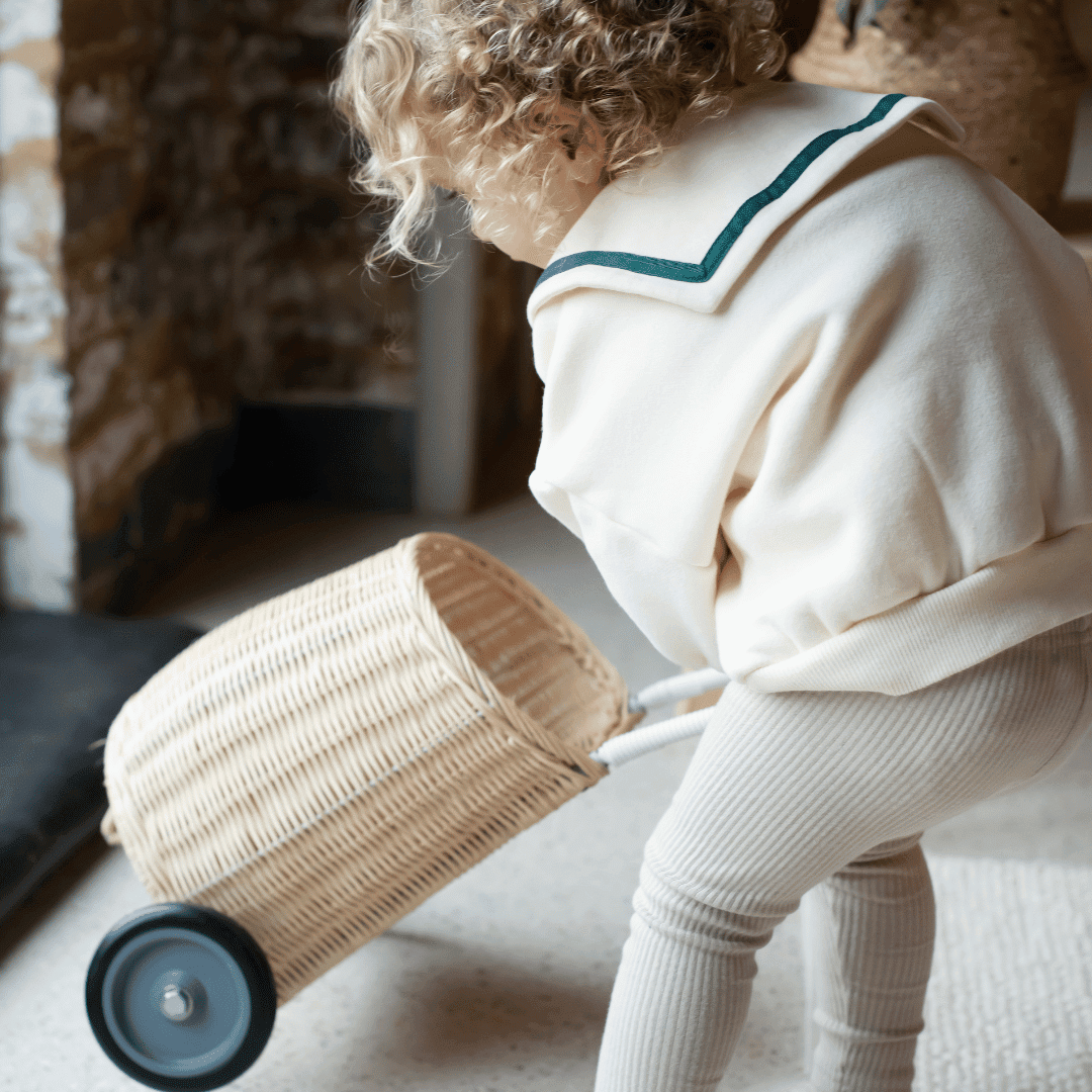 Ivory Fleece Cotton Sweatshirt & Bottle Green Trim Sailor Top