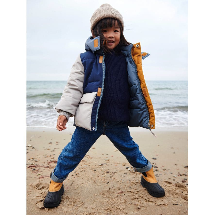 REVERSIBLE Paloma Puffer Jacket | Whale Blue Multi Mix