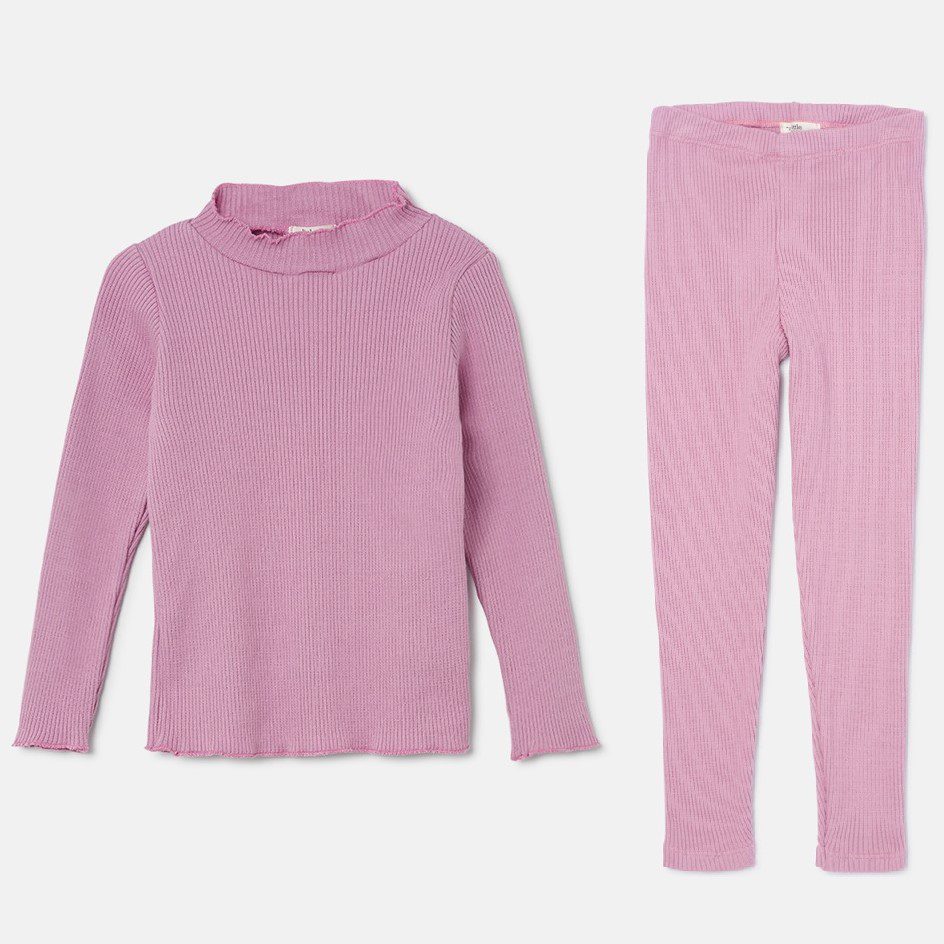 Soft Rib Knit Sweater + Leggings | Pink