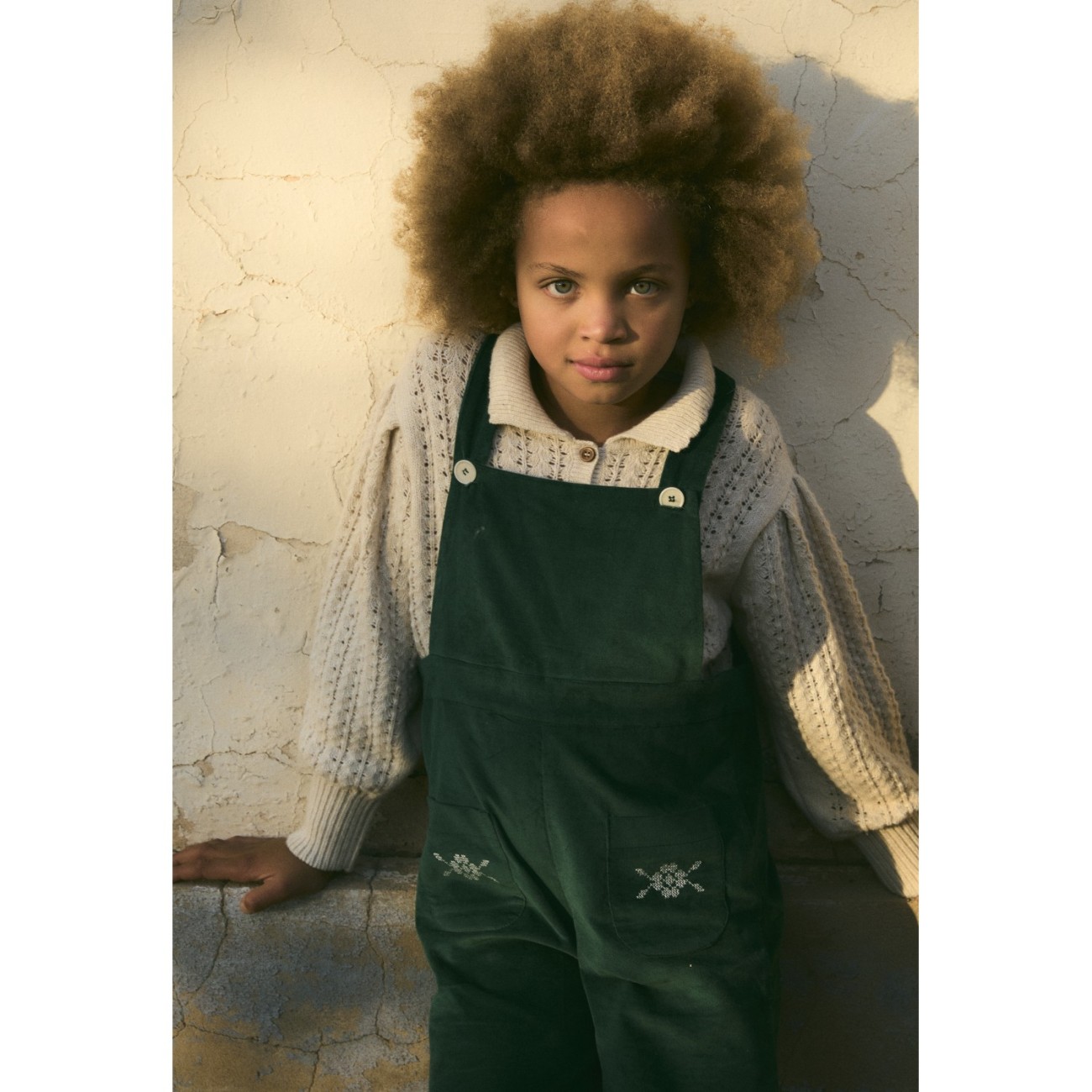 Green Antique Velvet Embroidered Overall