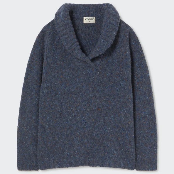 Tweed Tricot Collar Sweater Blue
