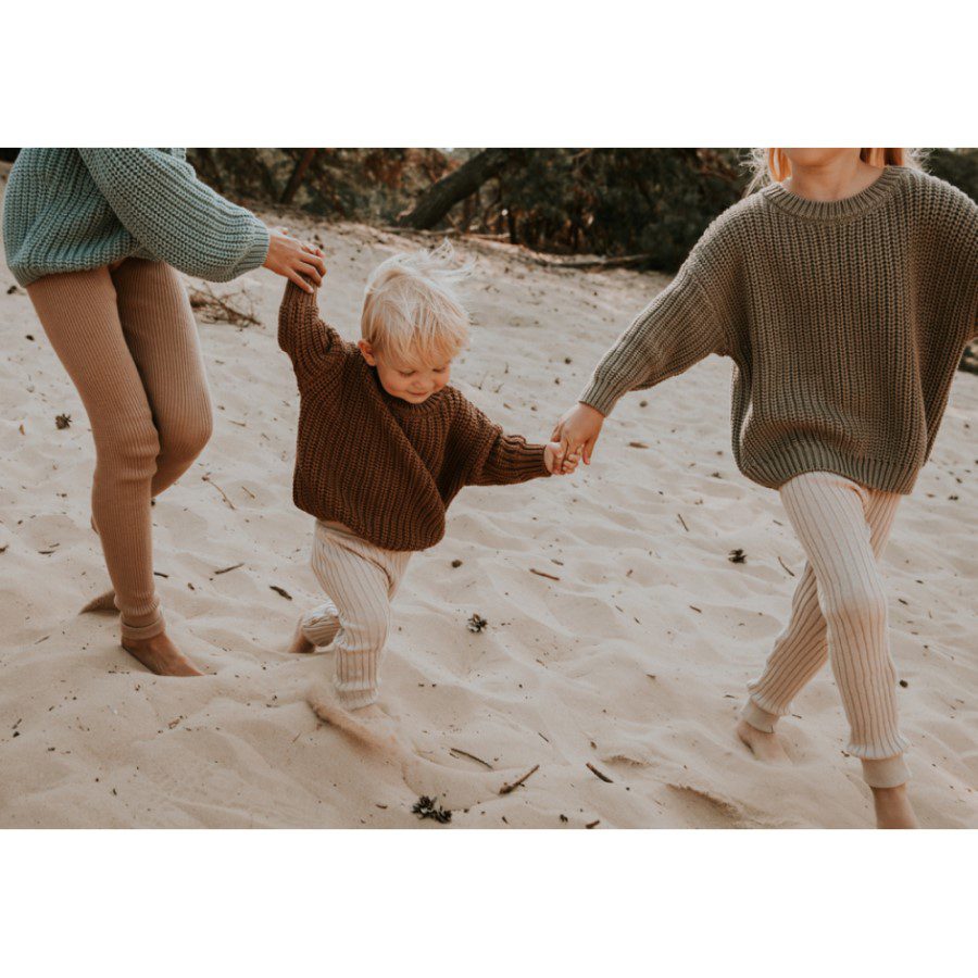 Knitted Leggings Big Rib | SAND MELANGE