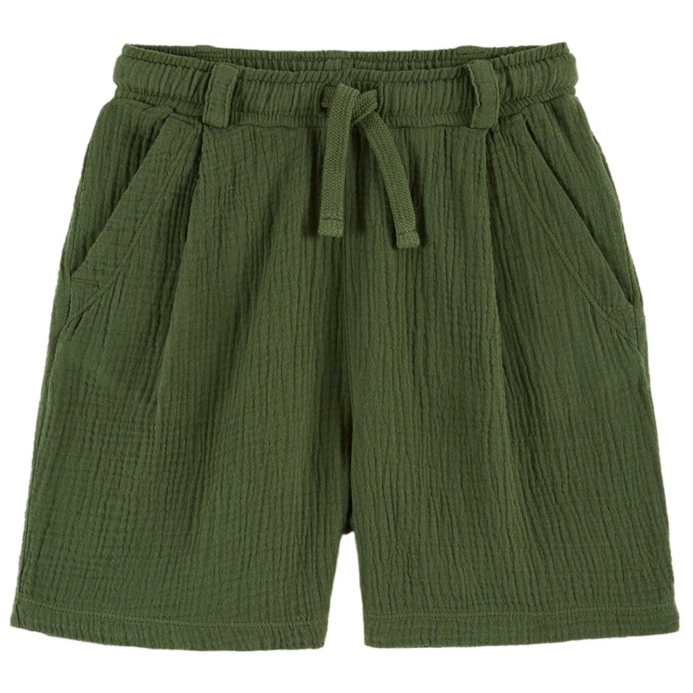 Bermuda Green Cotton Gauze Shorts