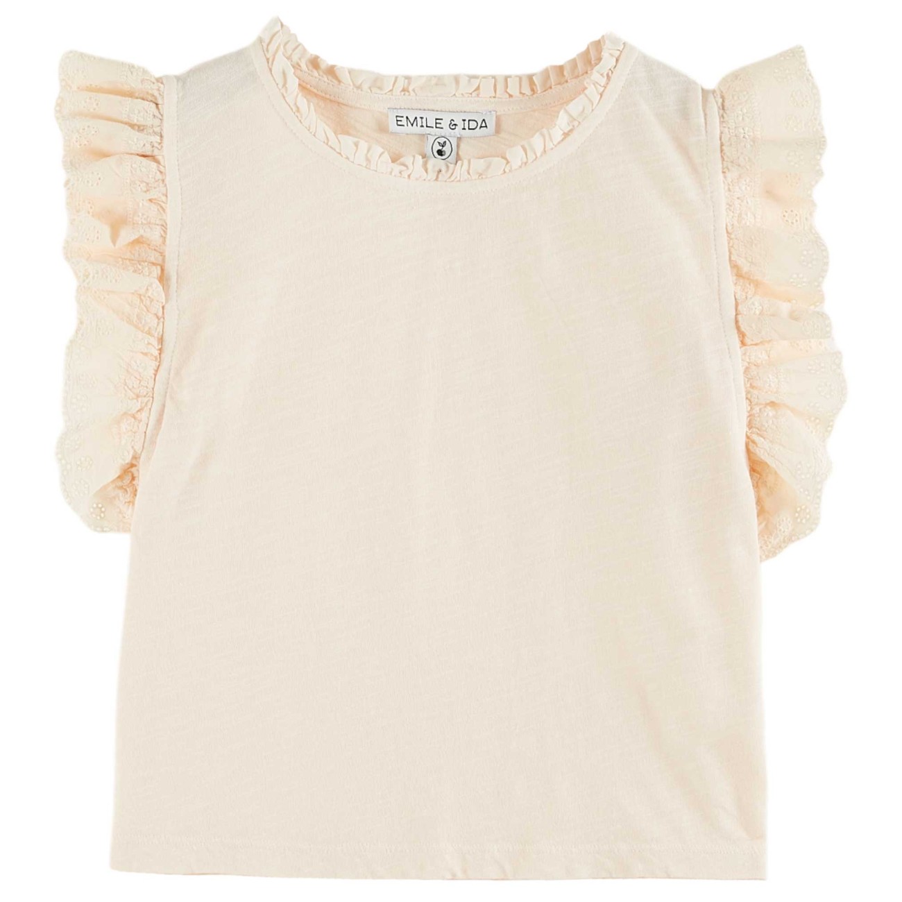 Cream Tshirt W/ English Embroidery