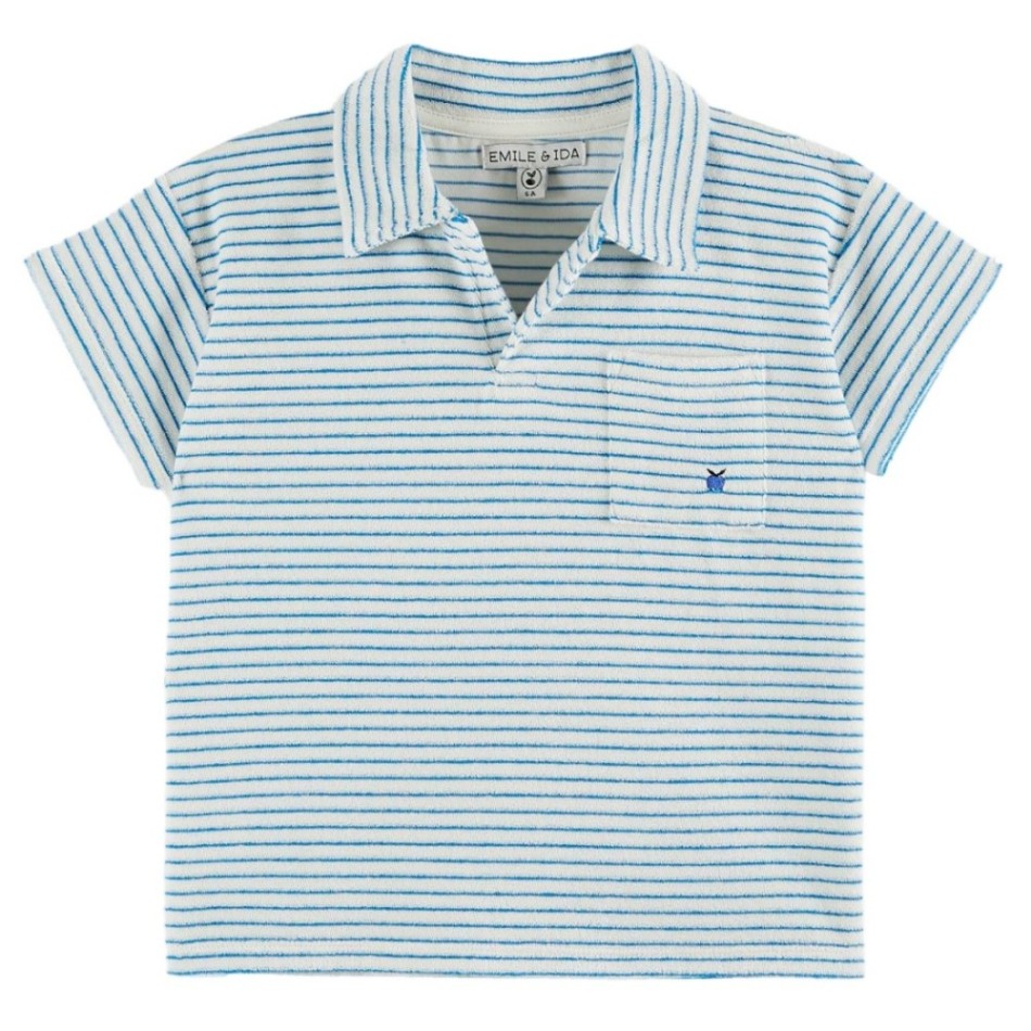 Azure Stripes Terry Polo Shirt
