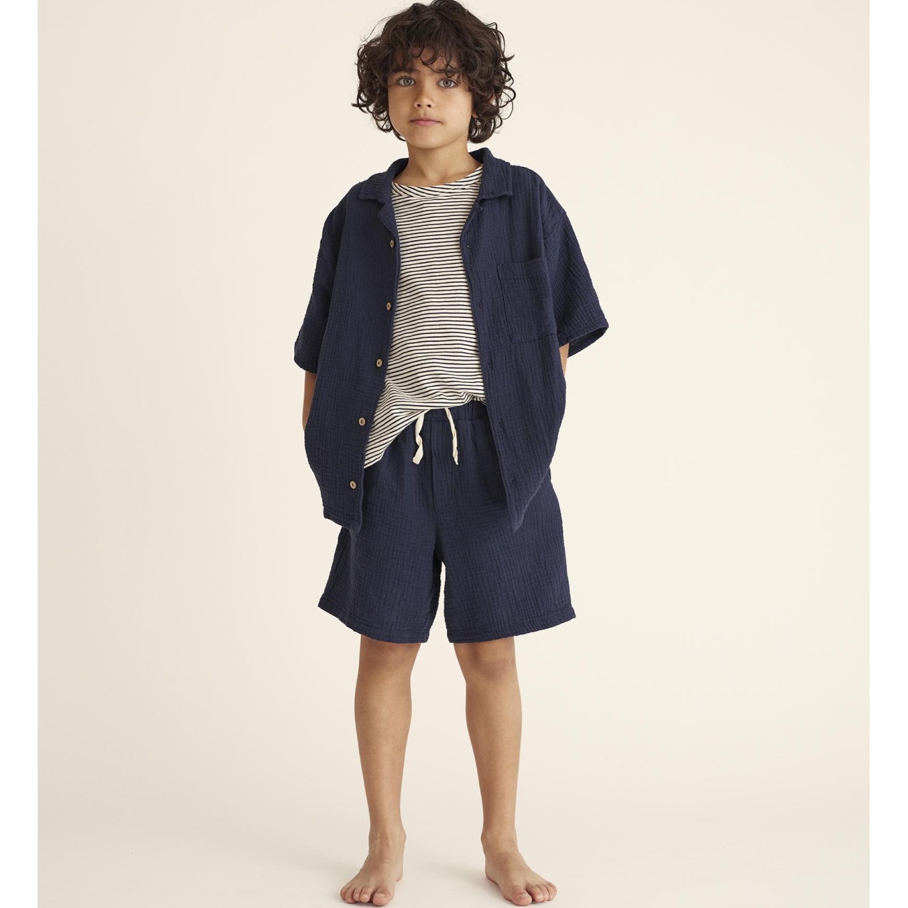 3 Piece Set | Abelk Gauze Shirt + Alank Tshirt + Alexk Gauze Bermuda