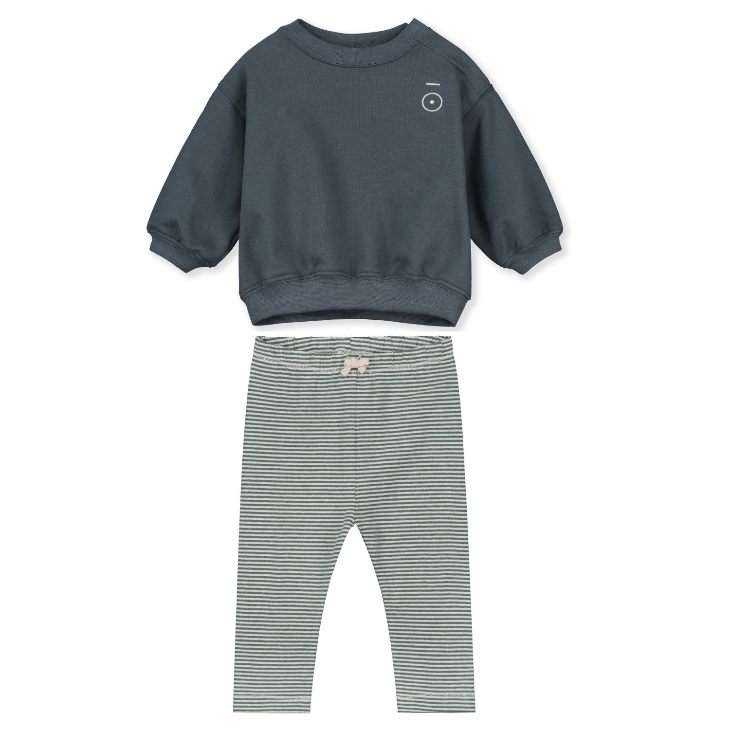 Blue Grey Dropped Shoulder Sweater & Blue Grey/Cream Leggings