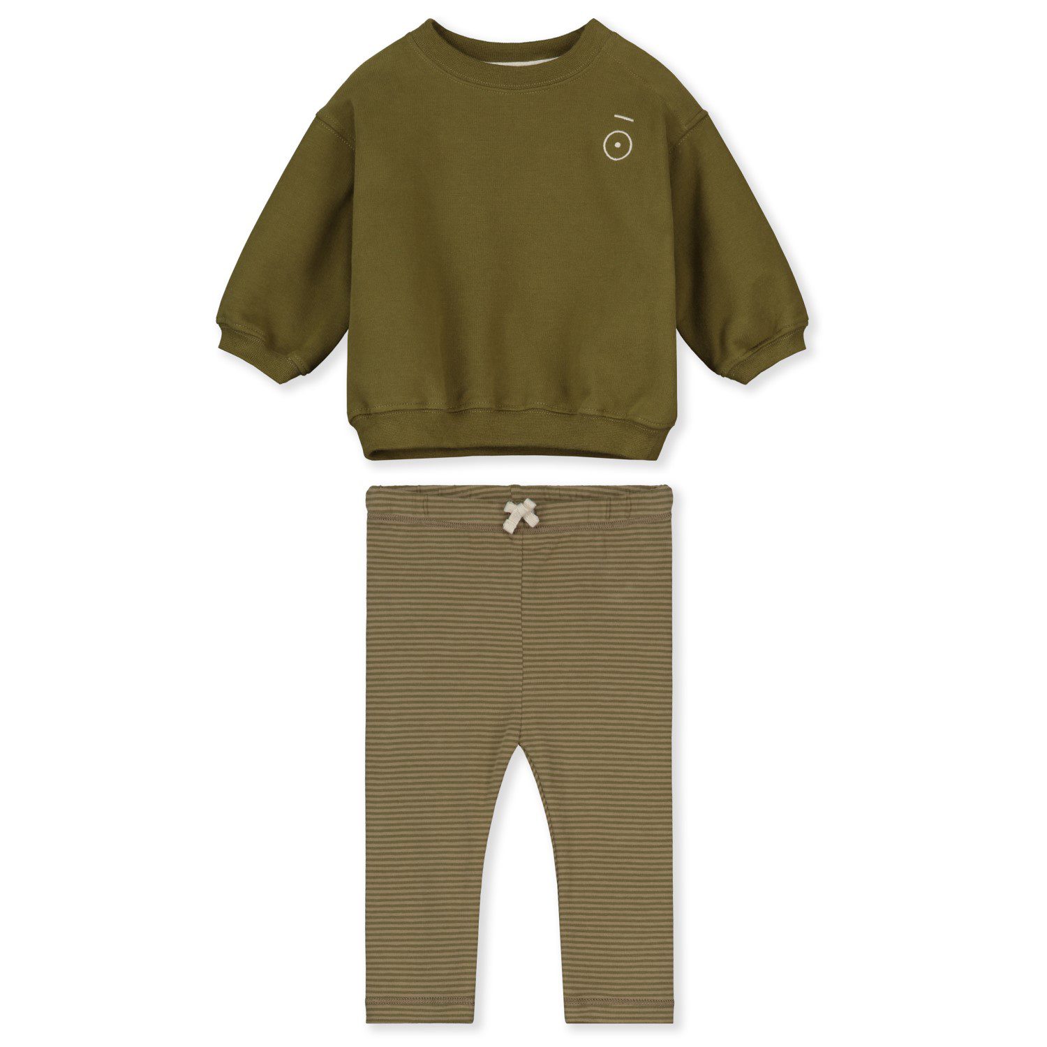 Olive Green Dropped Shoulder Sweater & Olive Green/Peanut Leggings