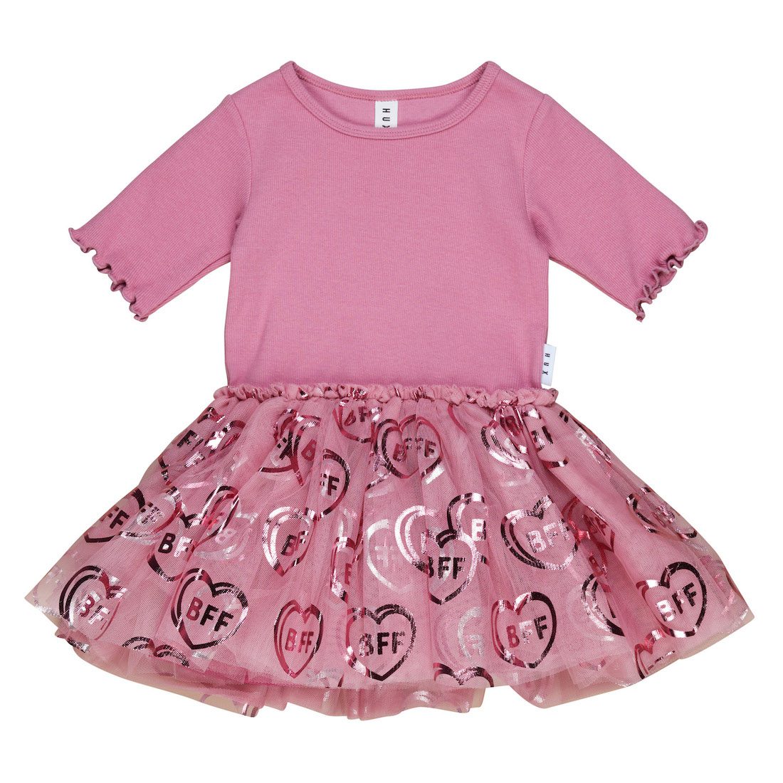 BFF Heart Rib Ballet Onesie/Dress