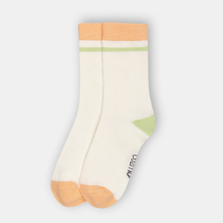 Block Color Socks  | Green/Peach