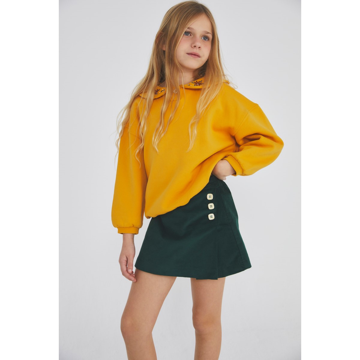 Mustard Embroidered Hoodie